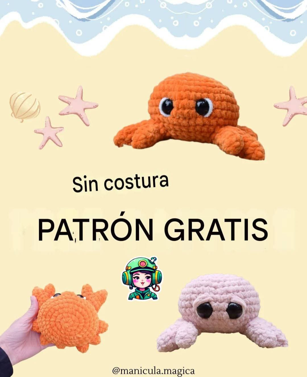 Patrón gratis de pulpo amigurumi sin costura