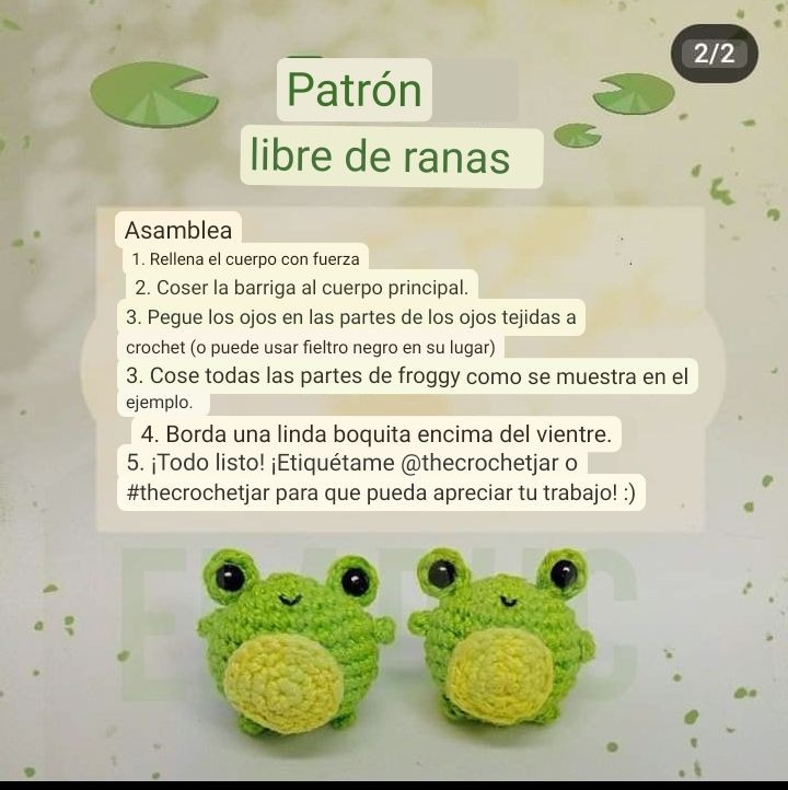 Patron gratis de rana amigurumi verde y amarilla