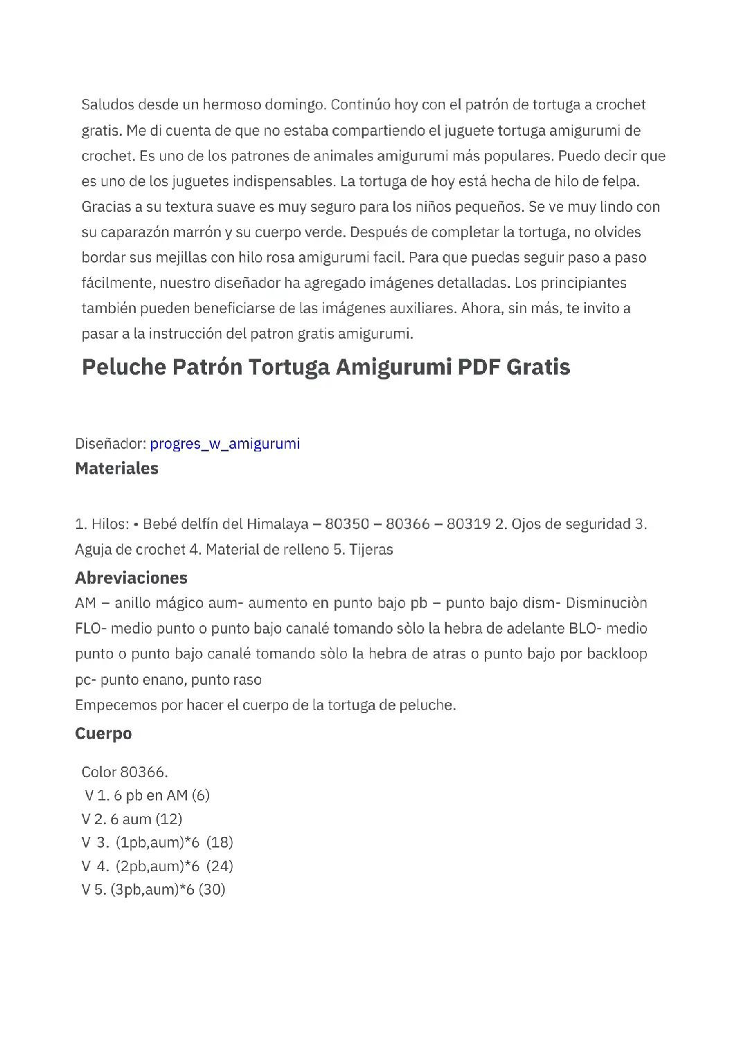 Patrón Gratis de Tortuga Amigurumi a Crochet en Español con Instrucciones Paso a Paso