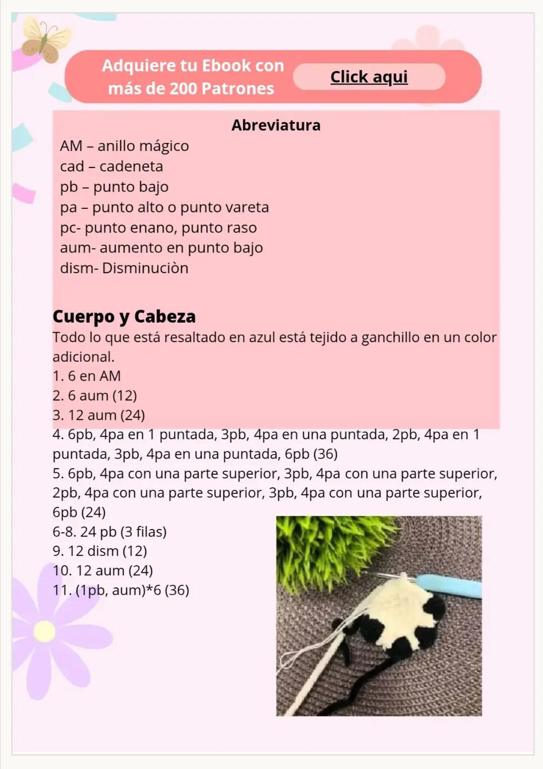 Patrón Gratis de Vaquita Amigurumi de Peluche