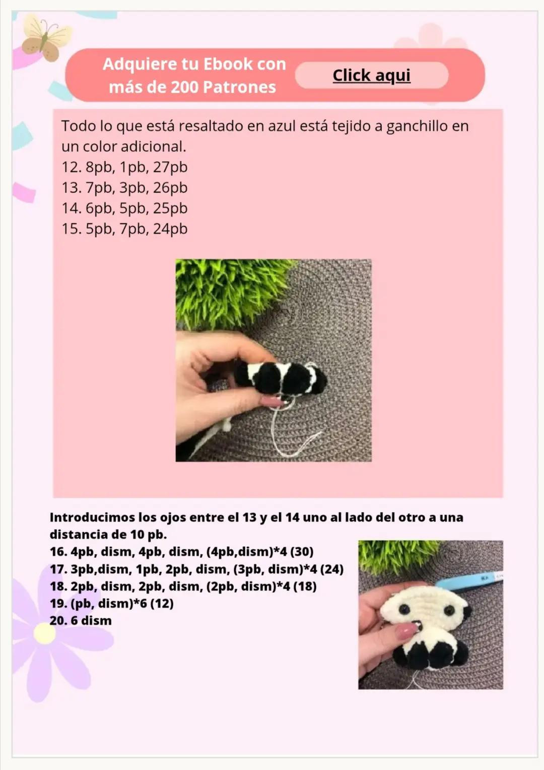 Patrón Gratis de Vaquita Amigurumi de Peluche