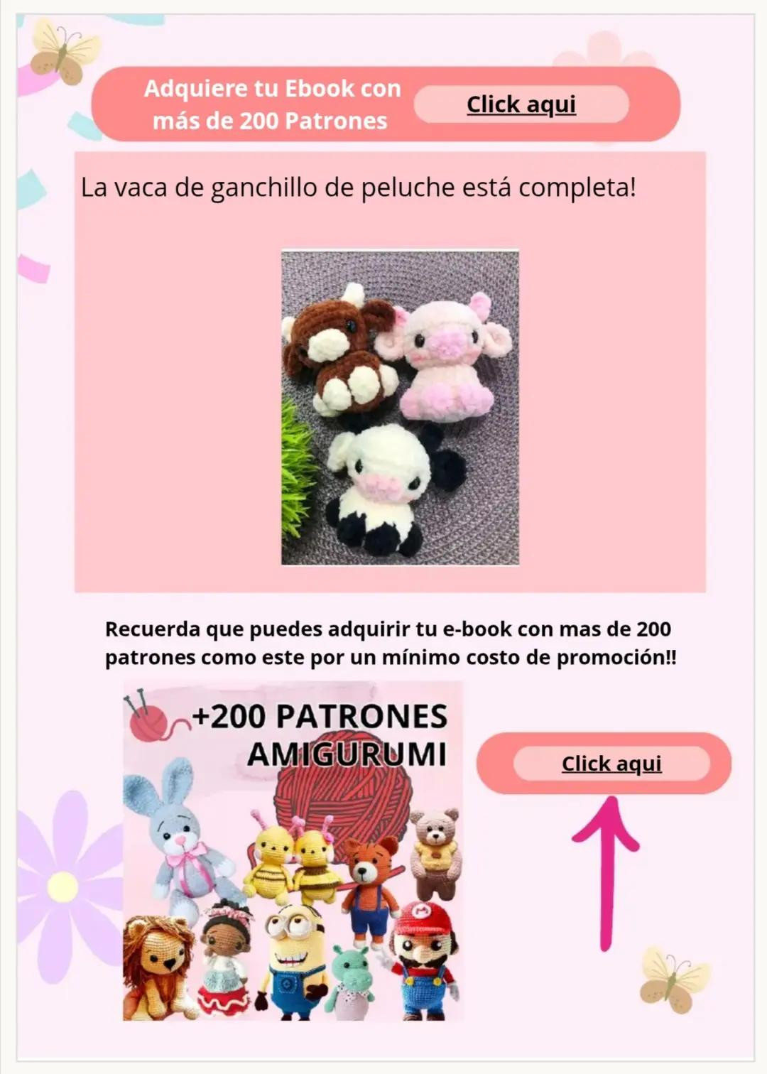 Patrón Gratis de Vaquita Amigurumi de Peluche