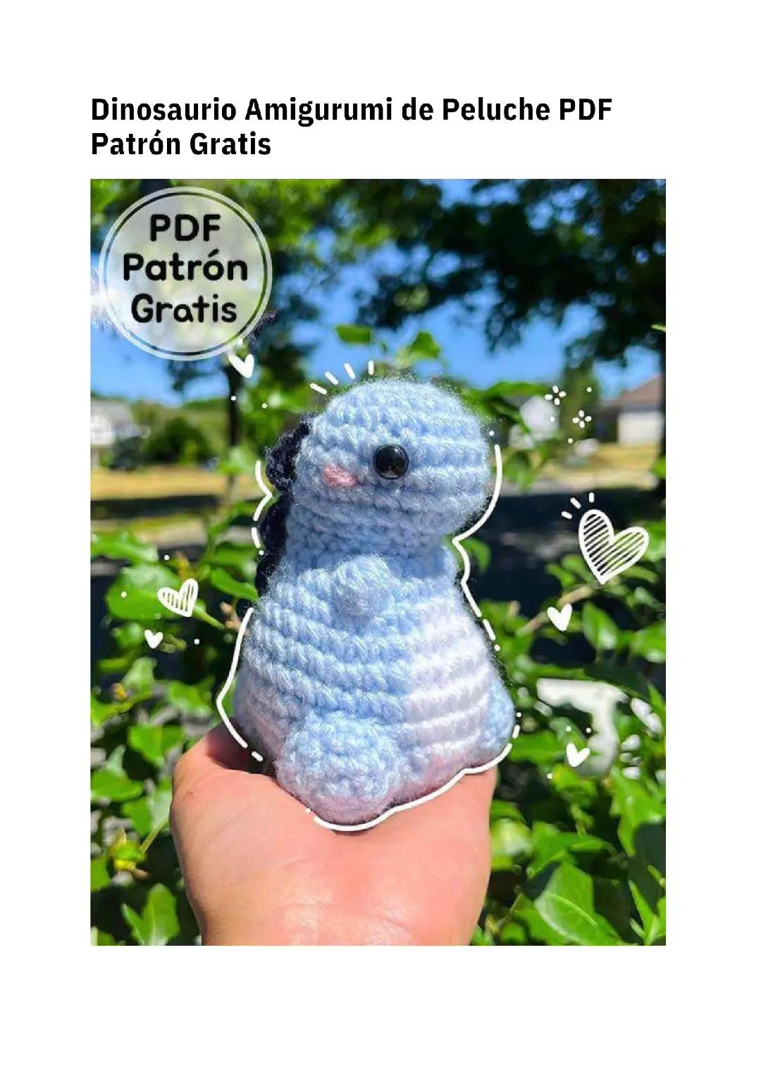 Patrón Gratis Dinosaurio Amigurumi de Peluche PDF - Tutorial Crochet Paso a Paso