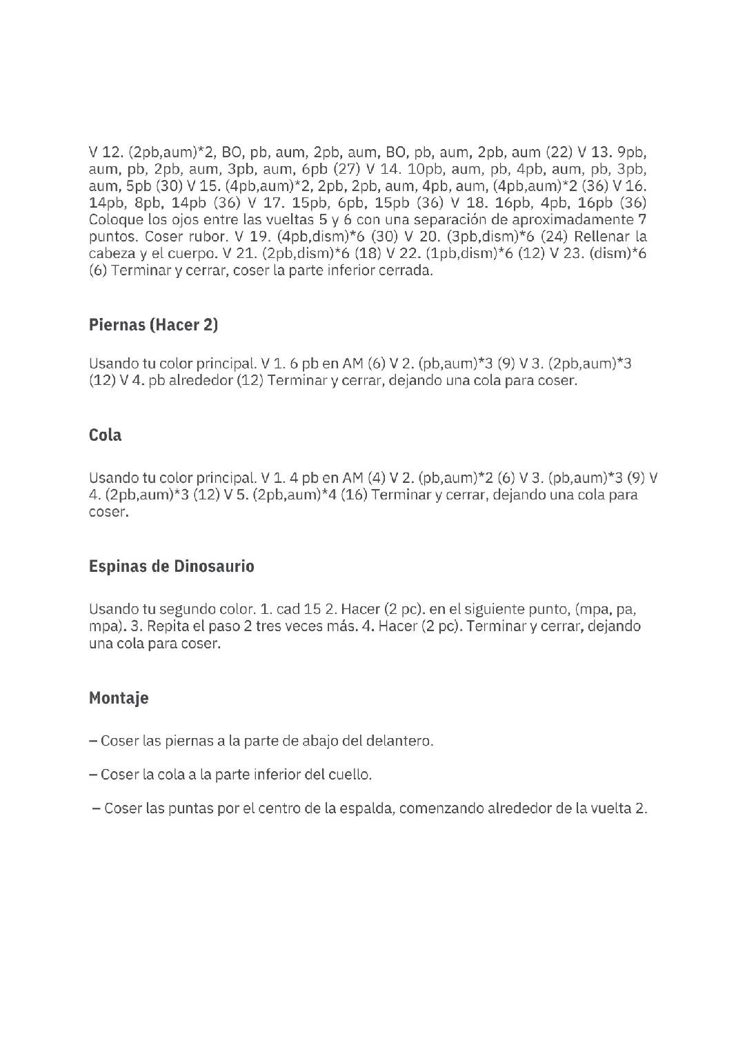 Patrón Gratis Dinosaurio Amigurumi de Peluche PDF - Tutorial Crochet Paso a Paso