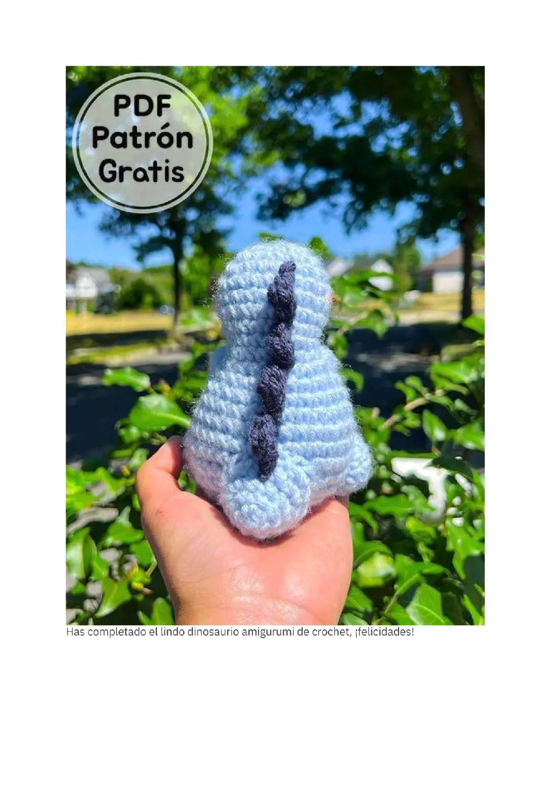 Patrón Gratis Dinosaurio Amigurumi de Peluche PDF - Tutorial Crochet Paso a Paso
