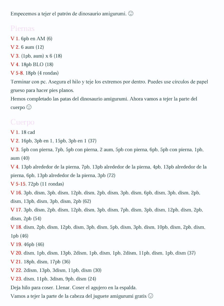 Patrón Gratis Diplodocus Amigurumi Fácil Paso a Paso