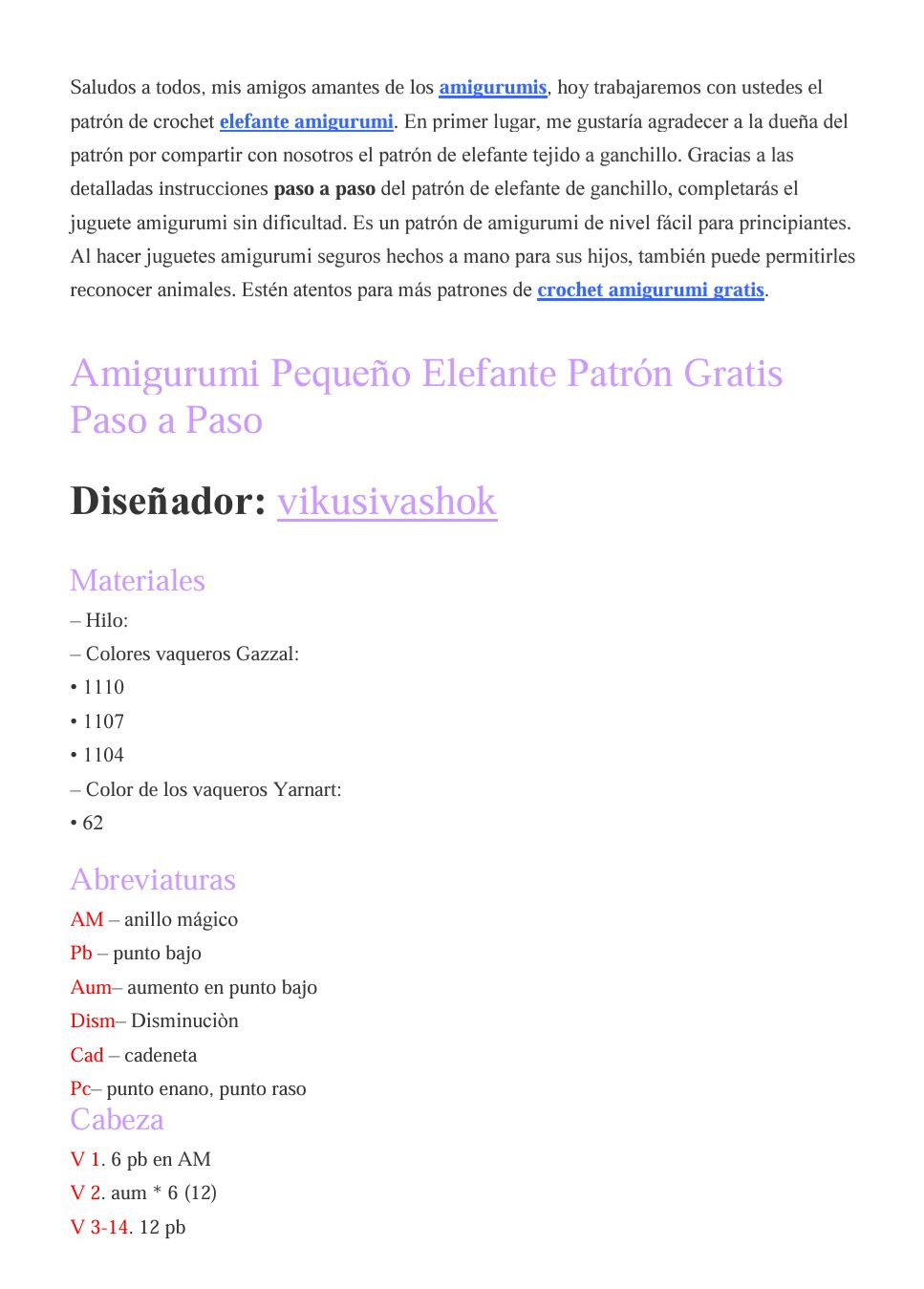 Patrón Gratis Elefante Amigurumi Paso a Paso