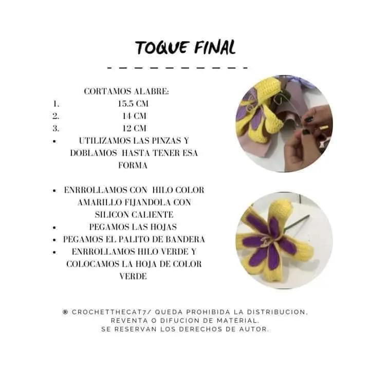 Patrón Gratis Flor de Rapunzel Crochet: Amarilla y Lila
