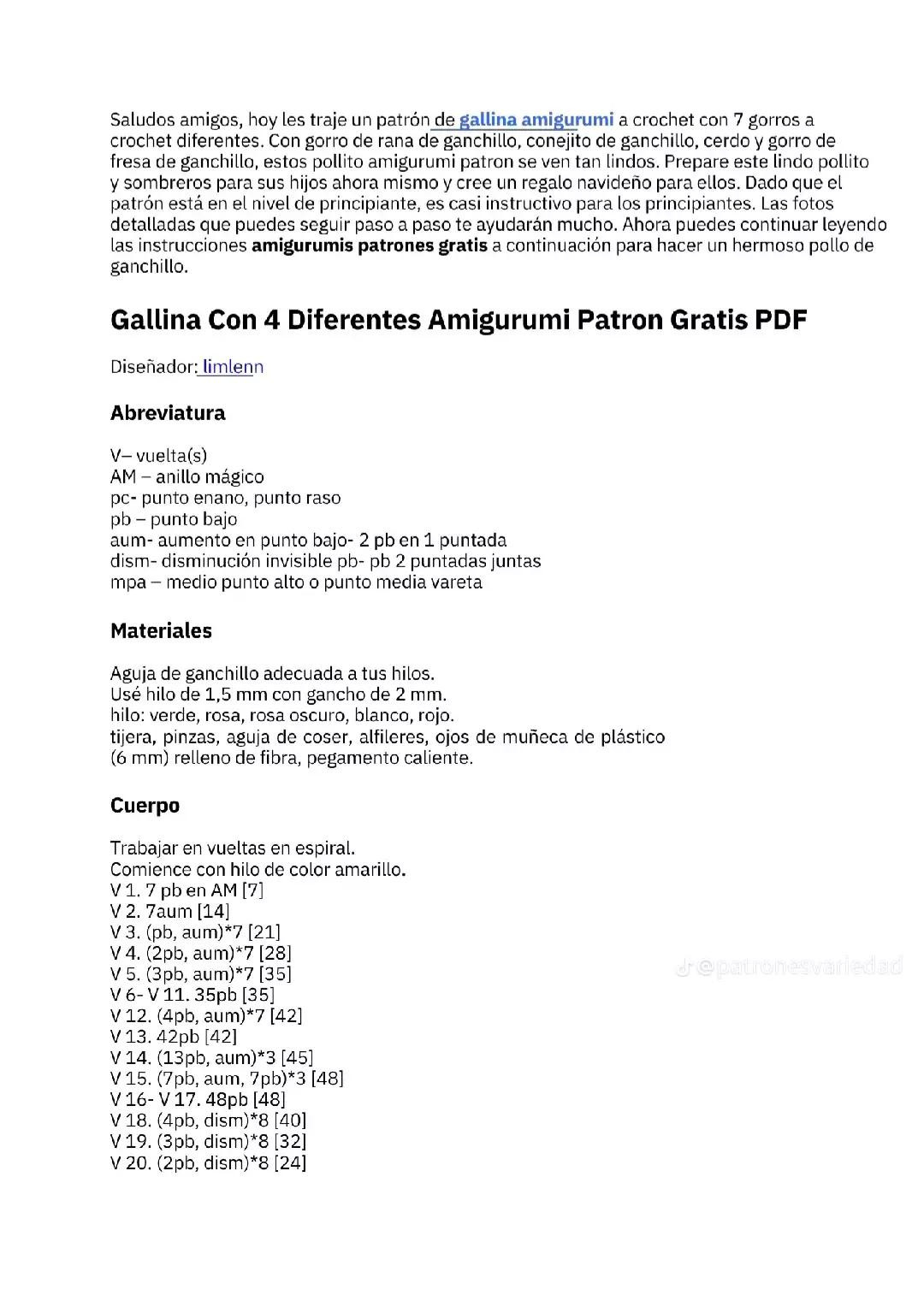 Patrón Gratis Gallina Amigurumi con Gorros de Fresa, Rana y Cerdo