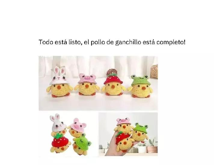Patrón Gratis Gallina Amigurumi con Gorros de Fresa, Rana y Cerdo