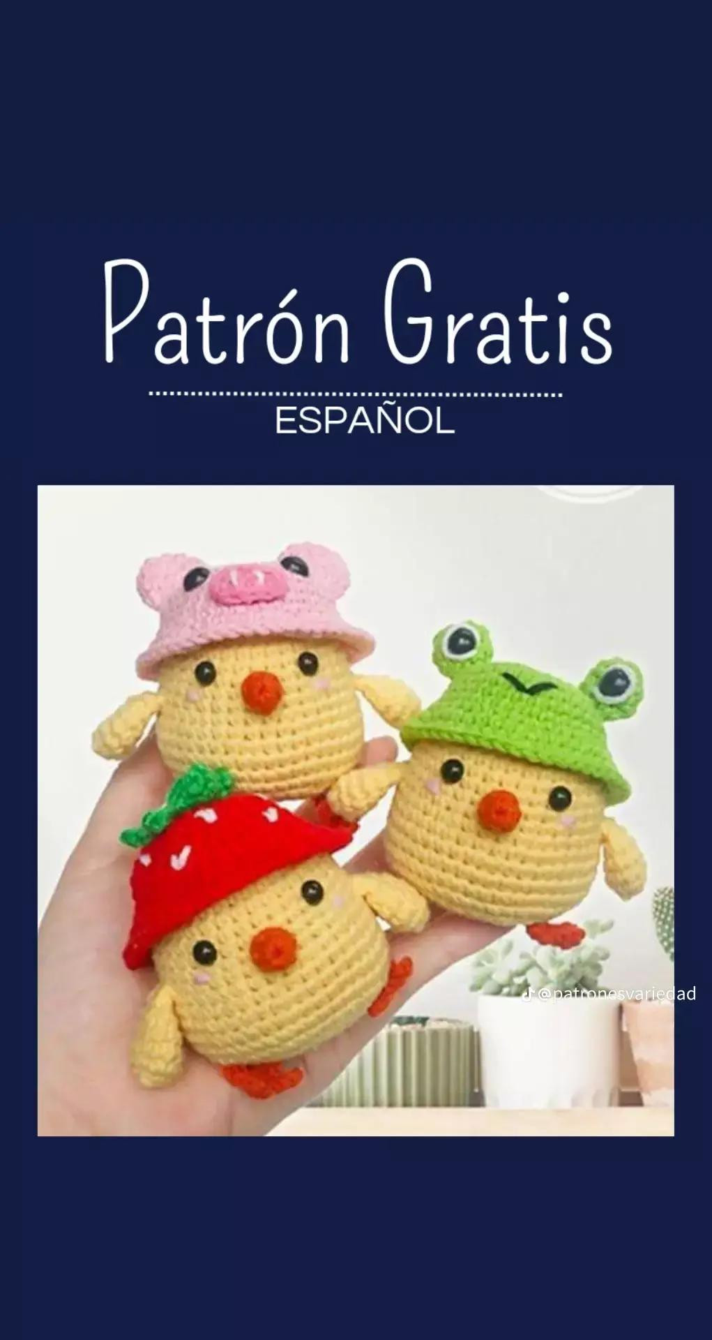 Patrón Gratis Gallina Amigurumi con Gorros de Fresa, Rana y Cerdo