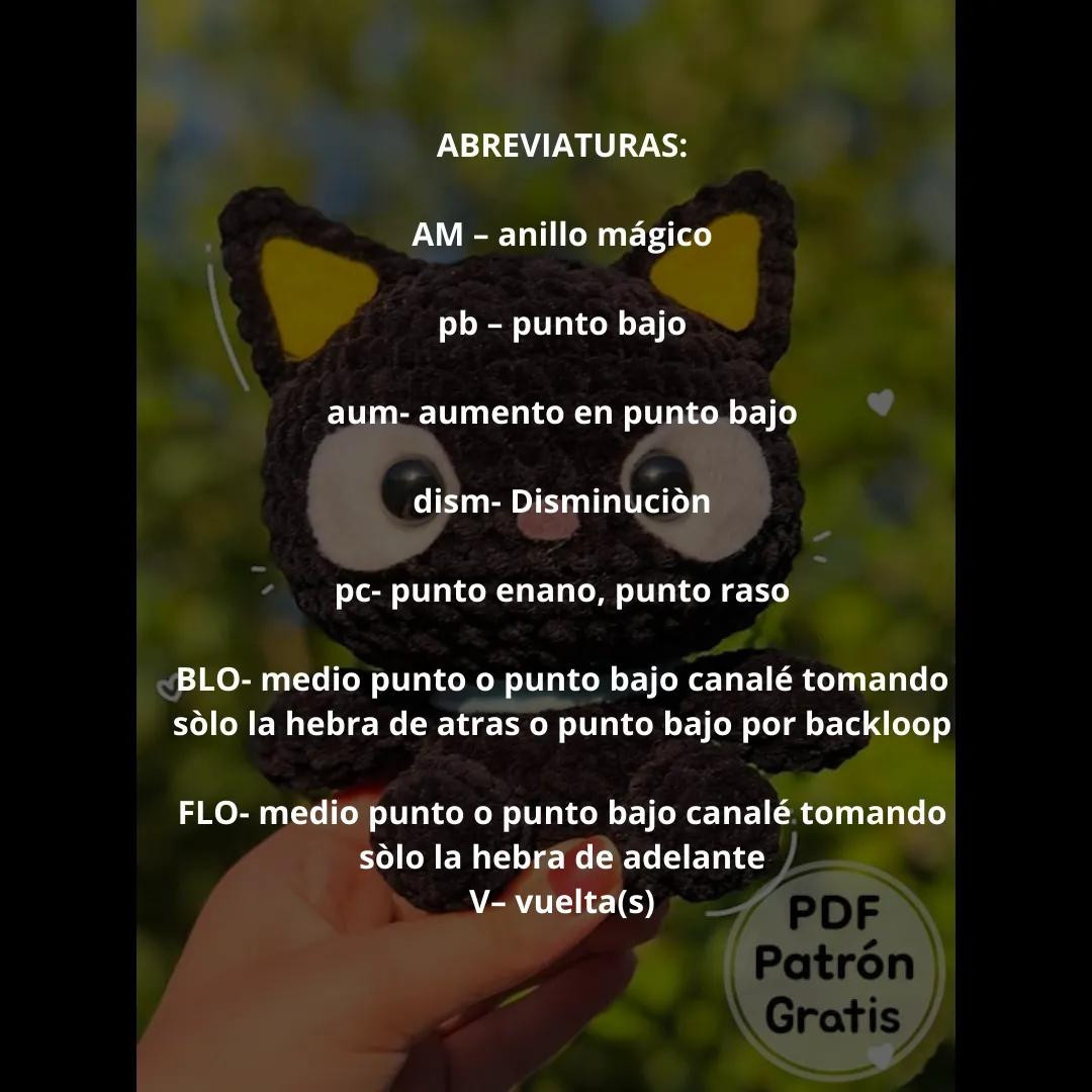 Patrón Gratis Gato Negro Amigurumi con Orejas Amarillas