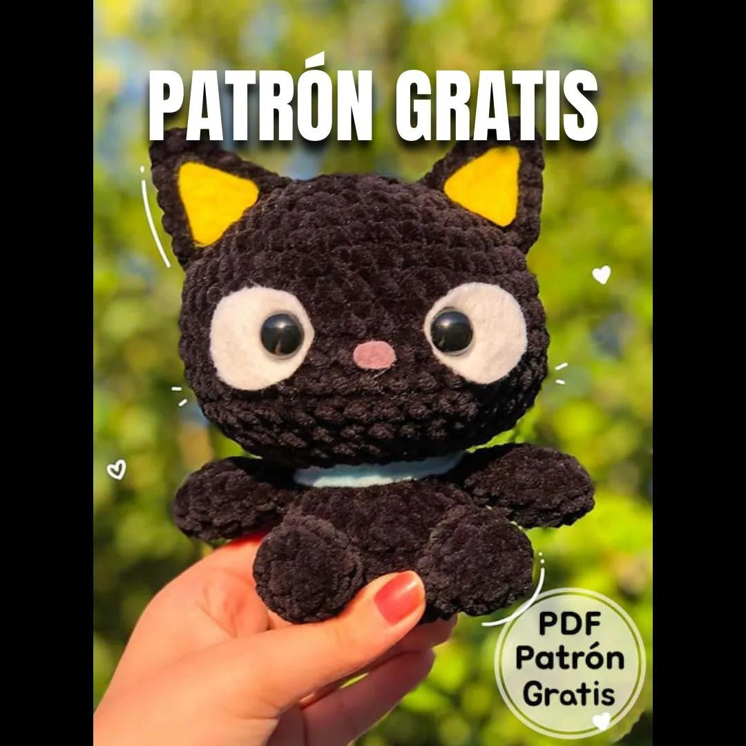 Patrón Gratis Gato Negro Amigurumi con Orejas Amarillas