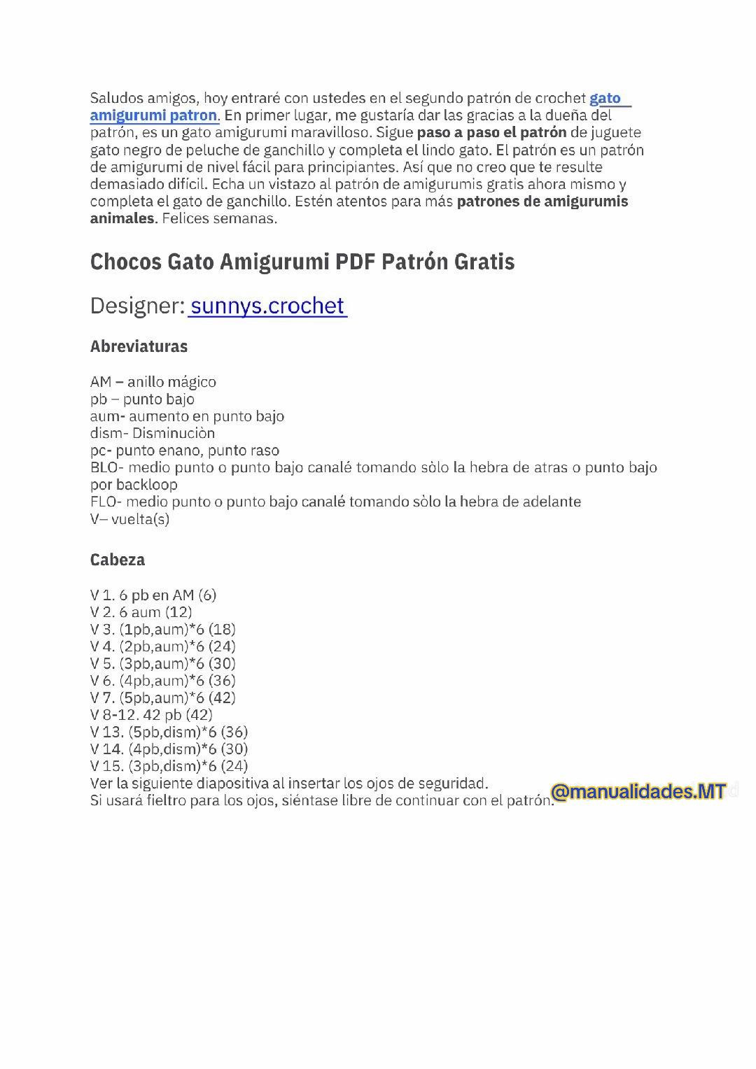 Patrón Gratis Gato Negro Amigurumi PDF