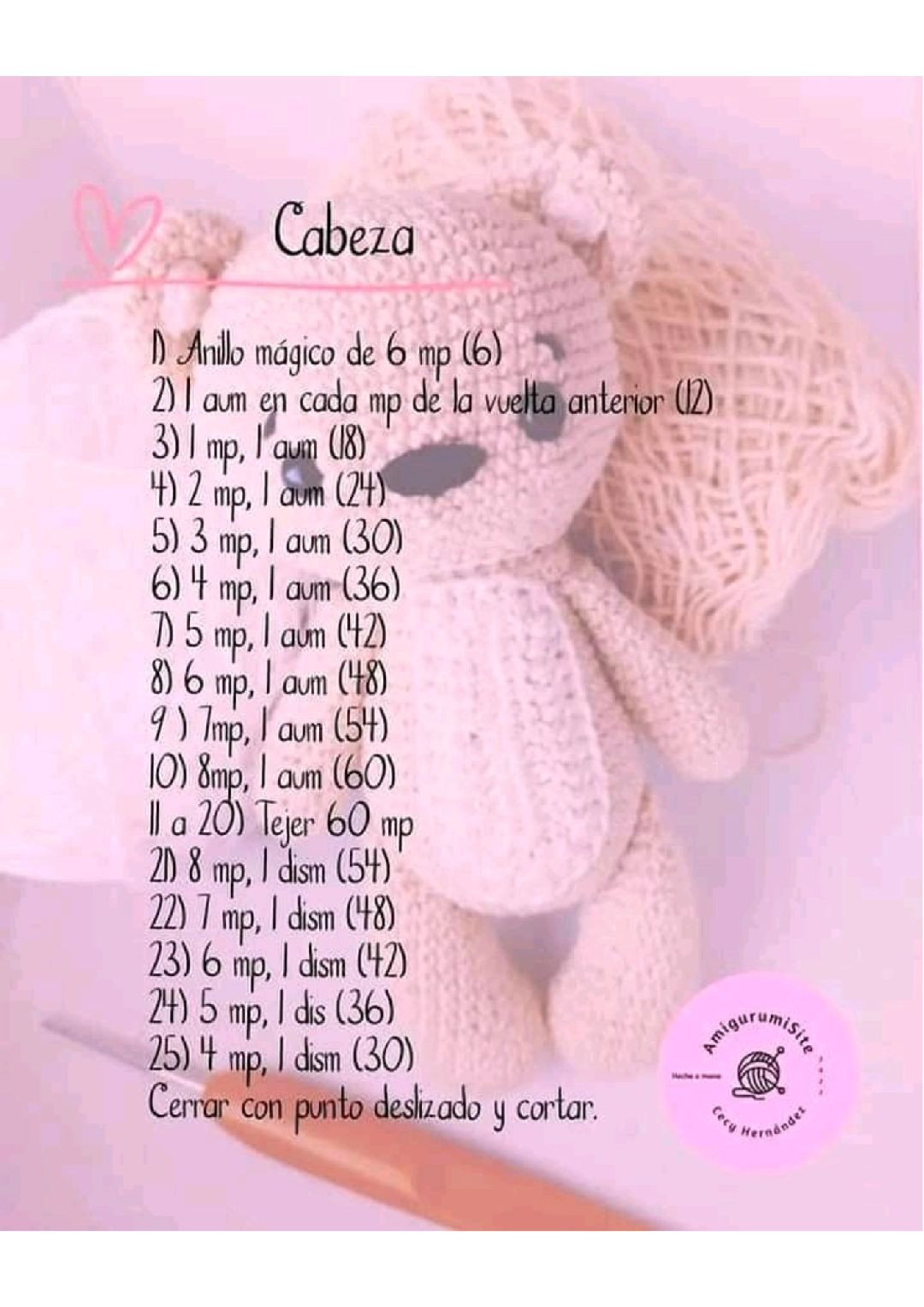 Patrón Gratis: Gấu Móc Len Amigurumi Màu Be