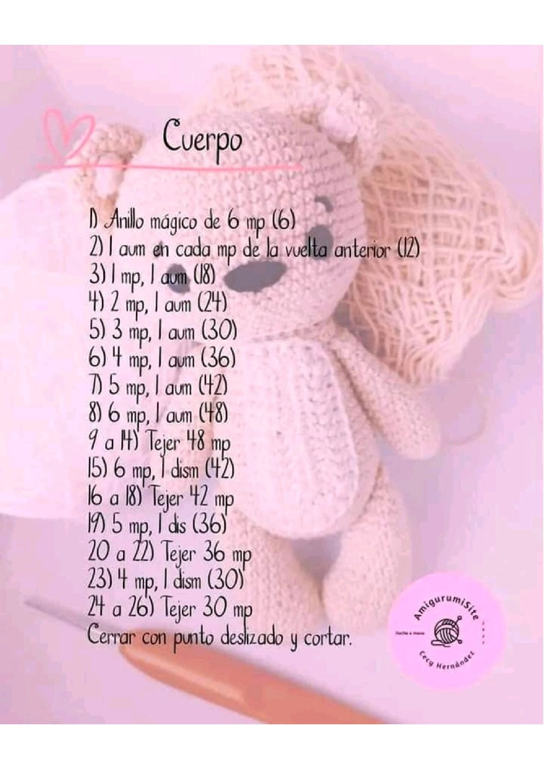 Patrón Gratis: Gấu Móc Len Amigurumi Màu Be
