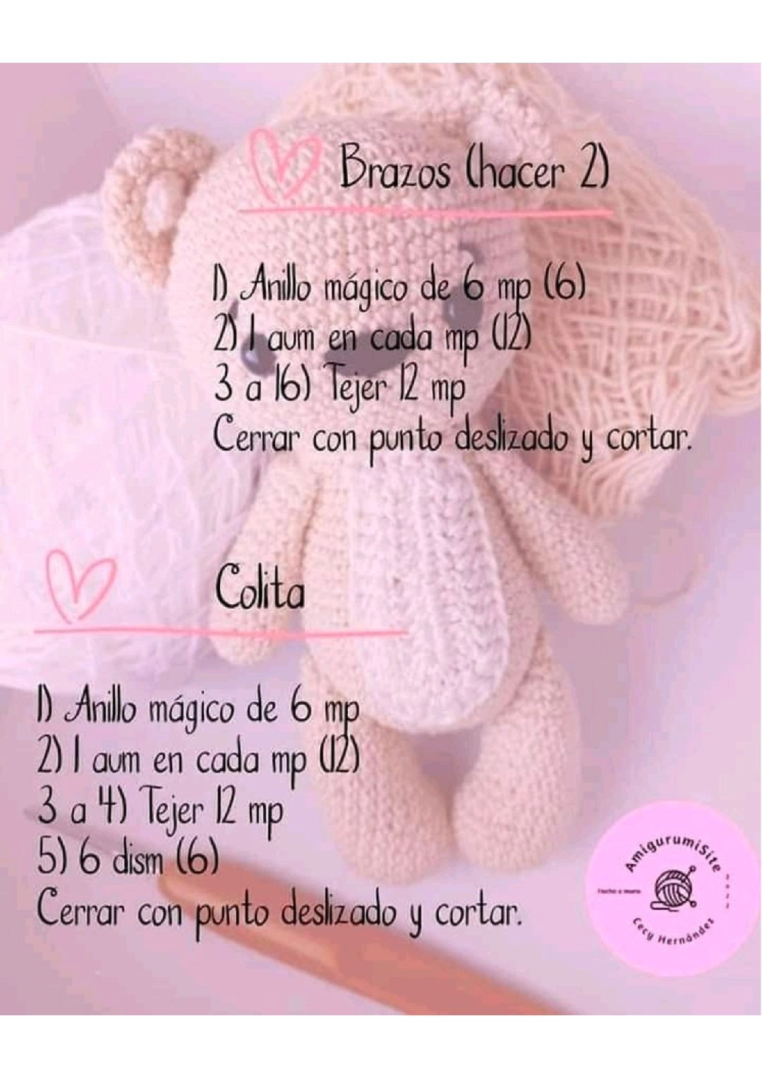 Patrón Gratis: Gấu Móc Len Amigurumi Màu Be