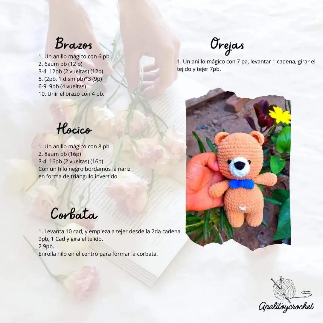 Patrón Gratis Gấu Móc Len Màu Nâu