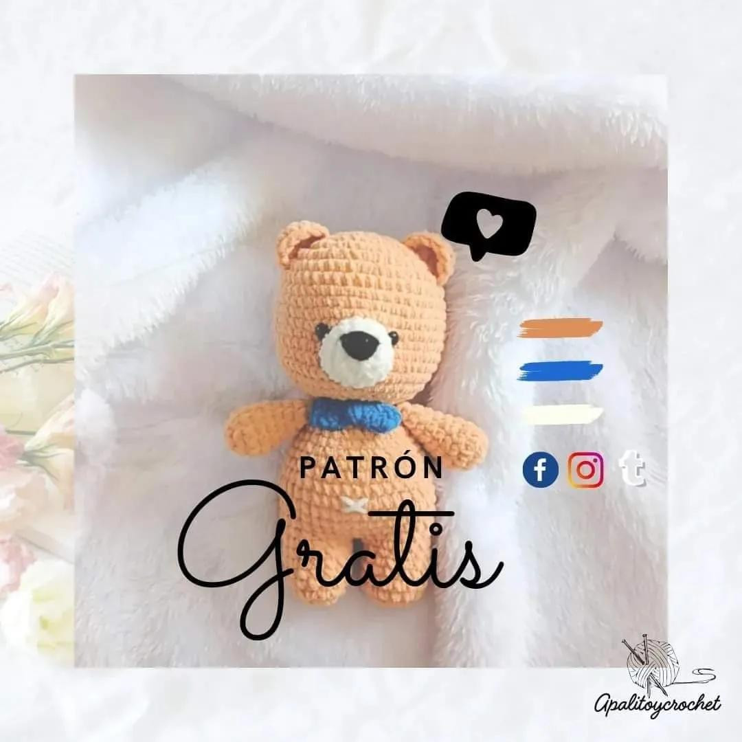 Patrón Gratis Gấu Móc Len Màu Nâu