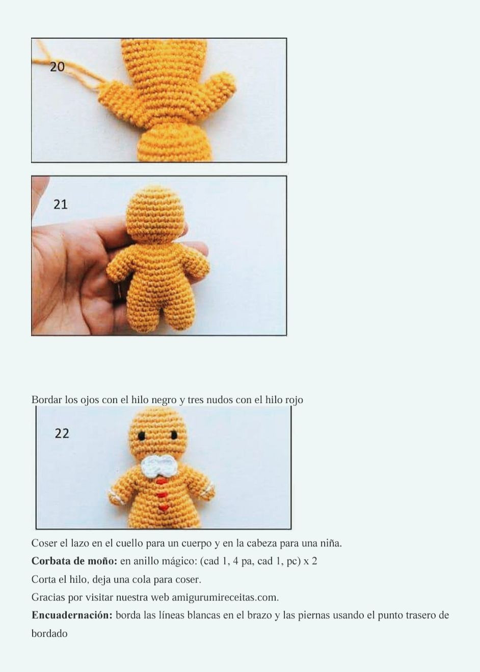 Patrón Gratis Hombre de Jengibre Amigurumi Fácil