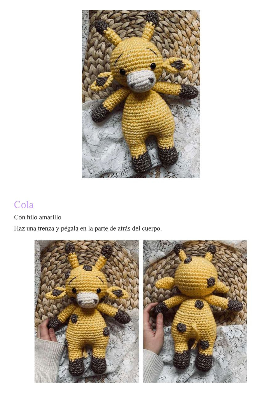 Patron Gratis Jirafa Amigurumi Amarilla y Marron PDF Paso a Paso