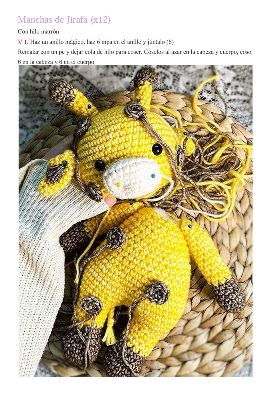 Patron Gratis Jirafa Amigurumi Amarilla y Marron PDF Paso a Paso