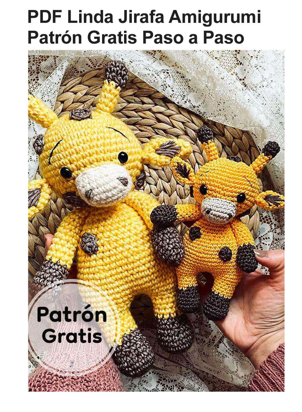 Patron Gratis Jirafa Amigurumi Amarilla y Marron PDF Paso a Paso
