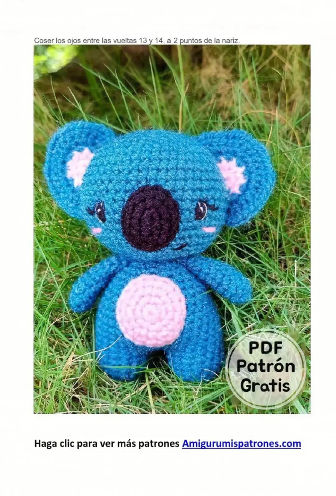 Patrón Gratis Koala Kawaii Amigurumi Azul y Rosa