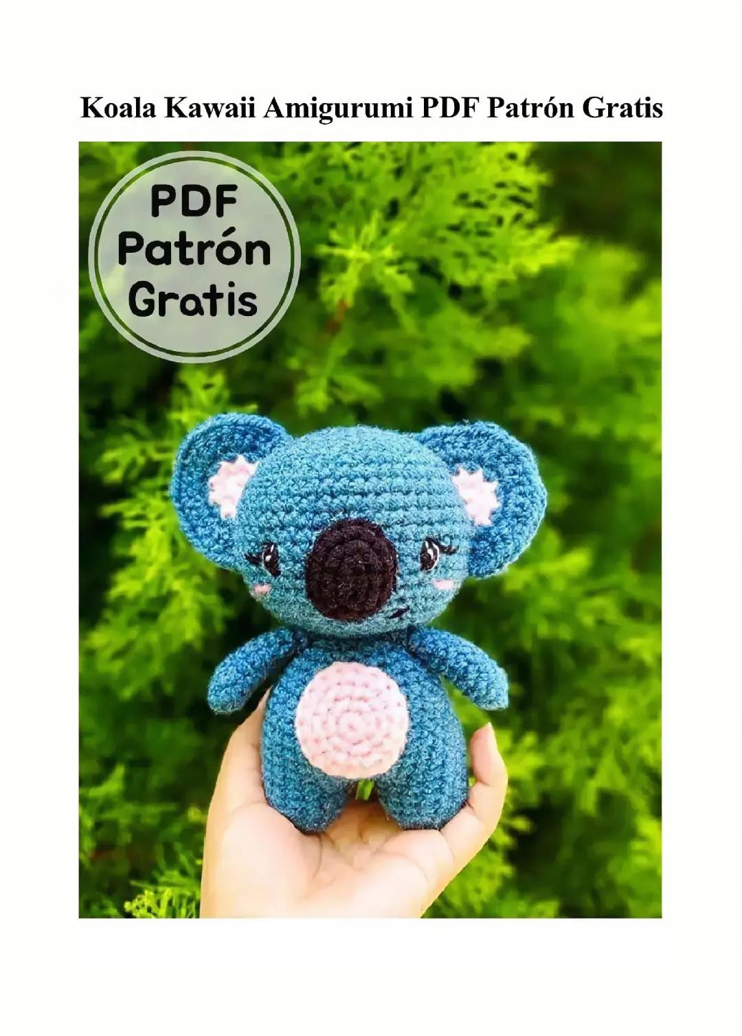 Patrón Gratis Koala Kawaii Amigurumi Azul y Rosa