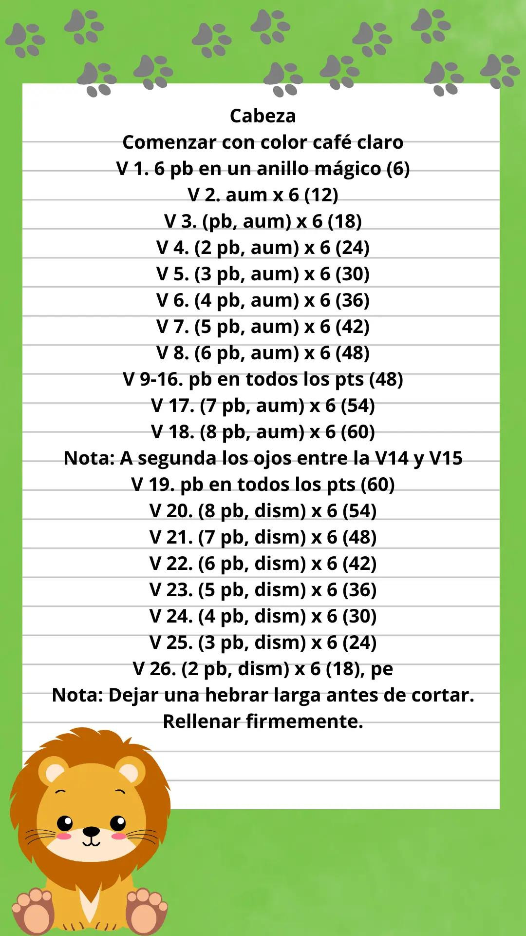 Patrón Gratis León Amigurumi Paso a Paso