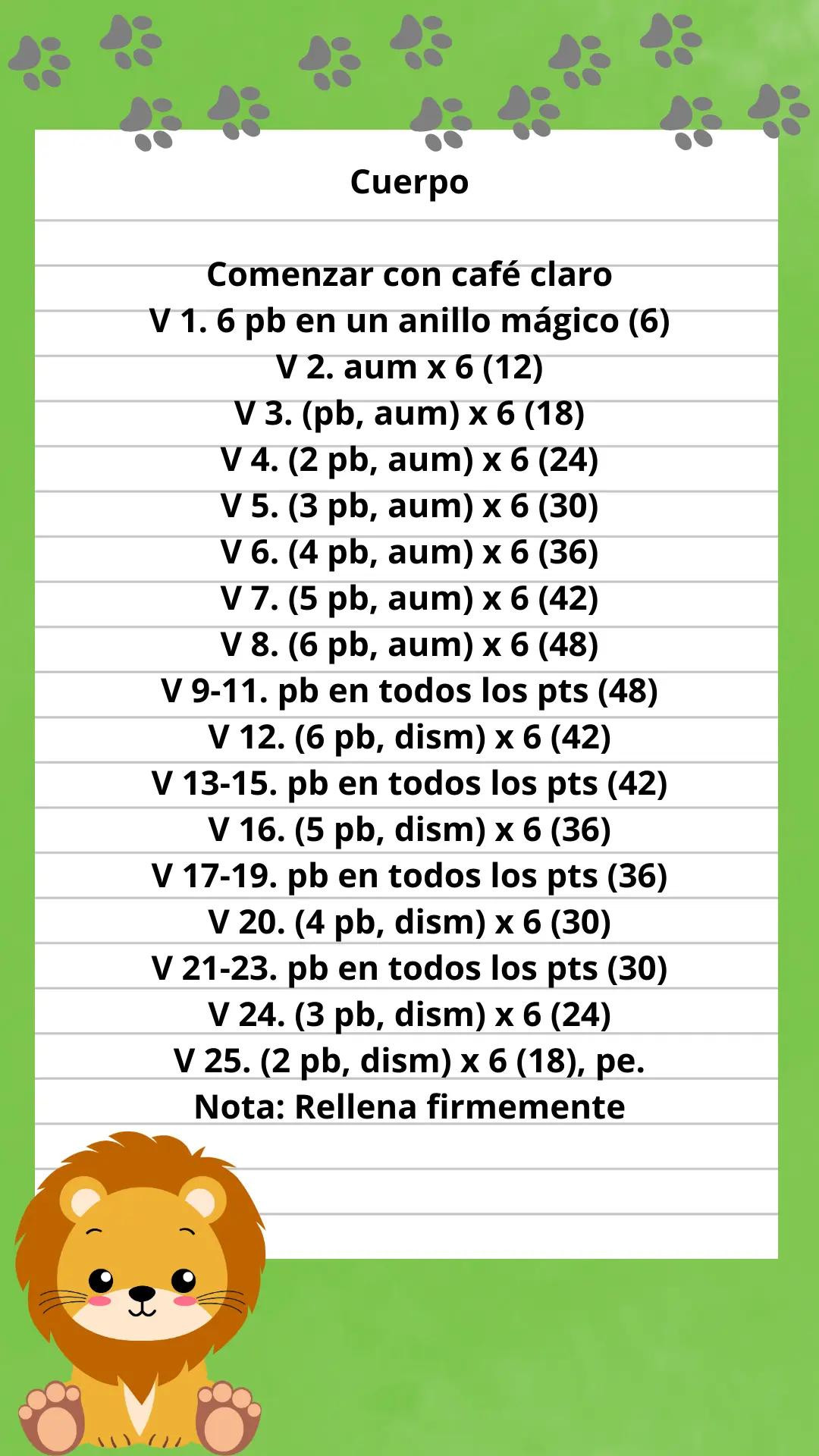 Patrón Gratis León Amigurumi Paso a Paso