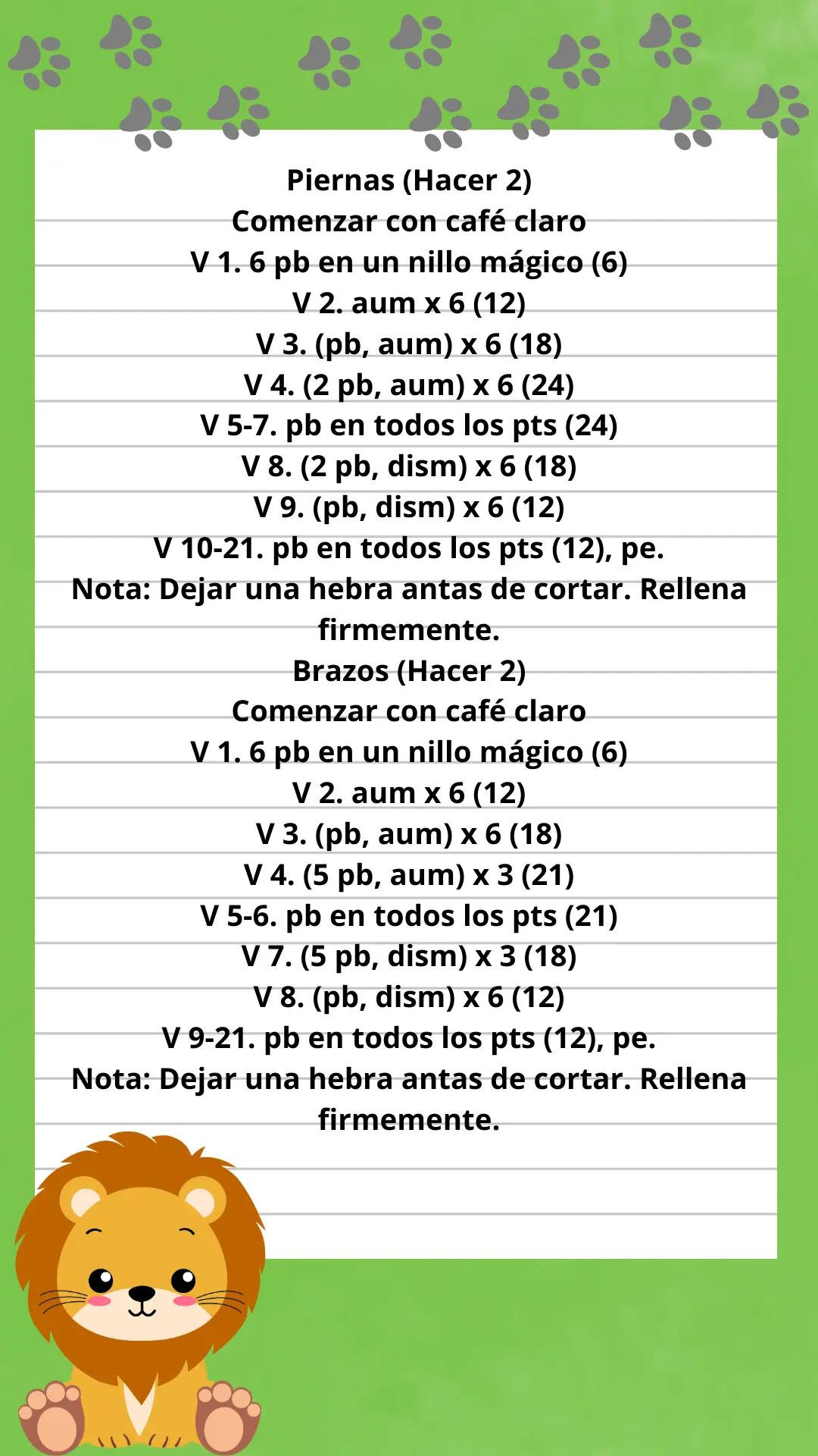 Patrón Gratis León Amigurumi Paso a Paso