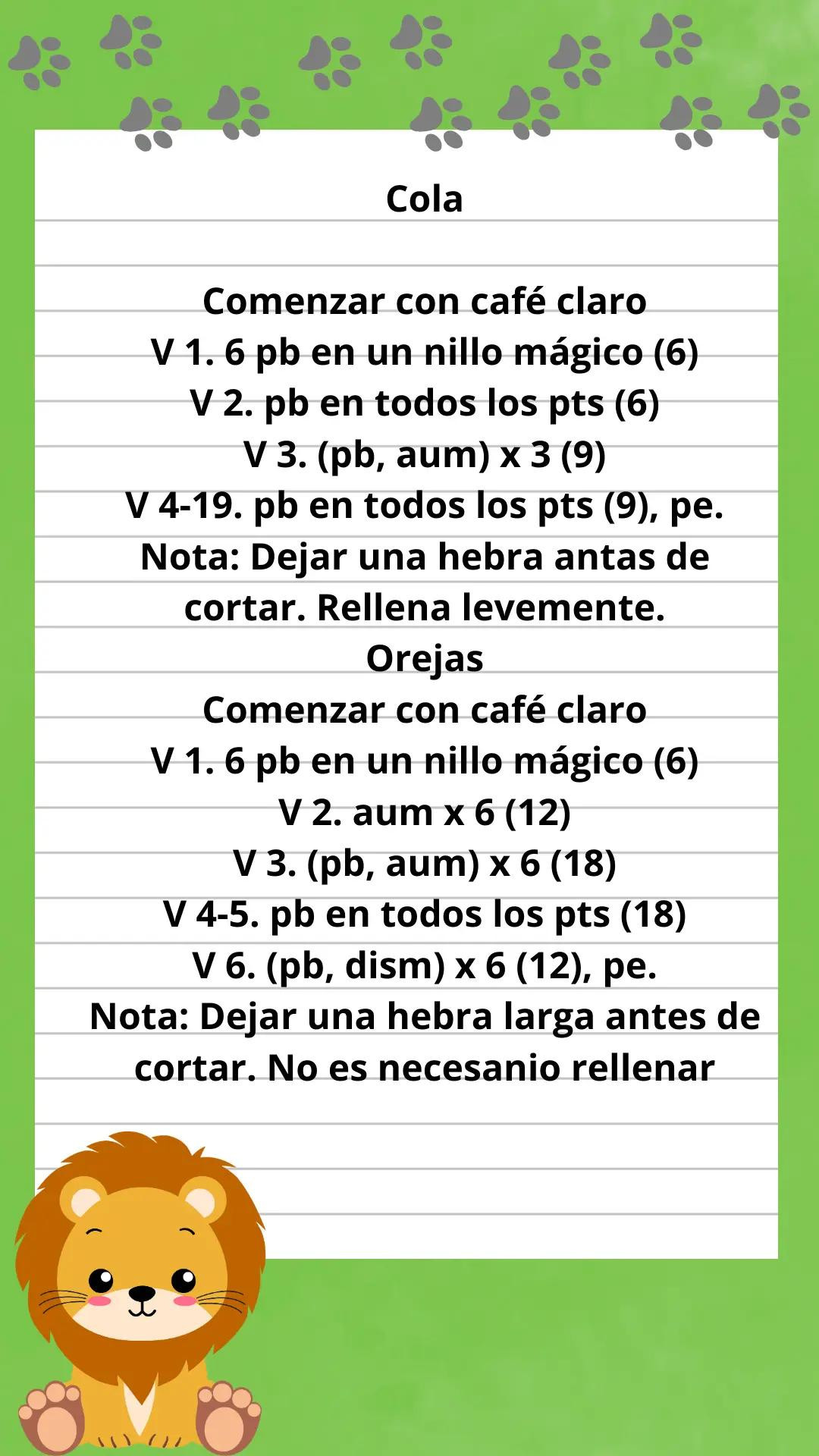 Patrón Gratis León Amigurumi Paso a Paso