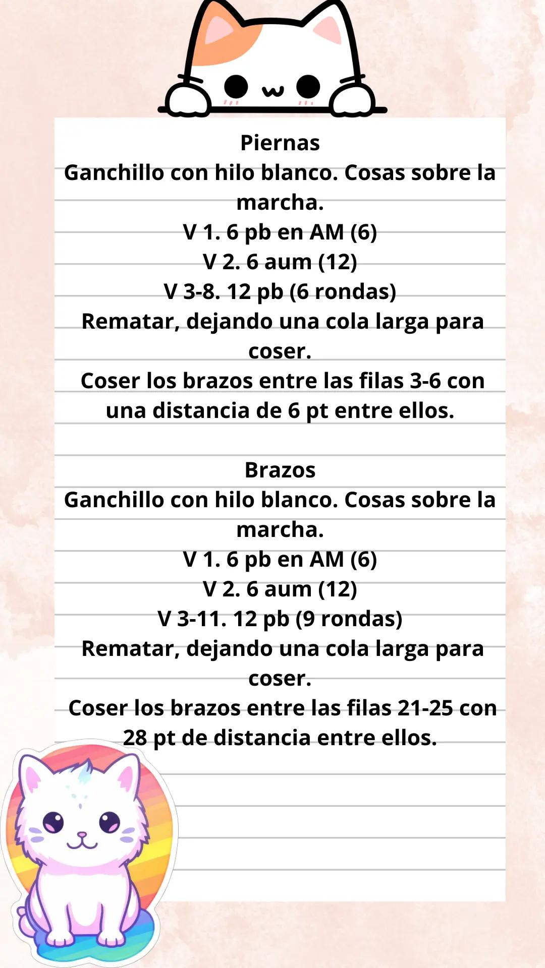 Patrón Gratis Lindo Corazon Gatito Amigurumi Blanco y Rosa