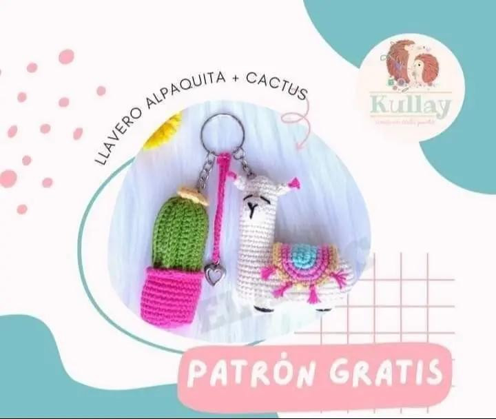 Patrón Gratis Llavero Alpaca y Cactus: Guía Paso a Paso para Crochet Amigurumi