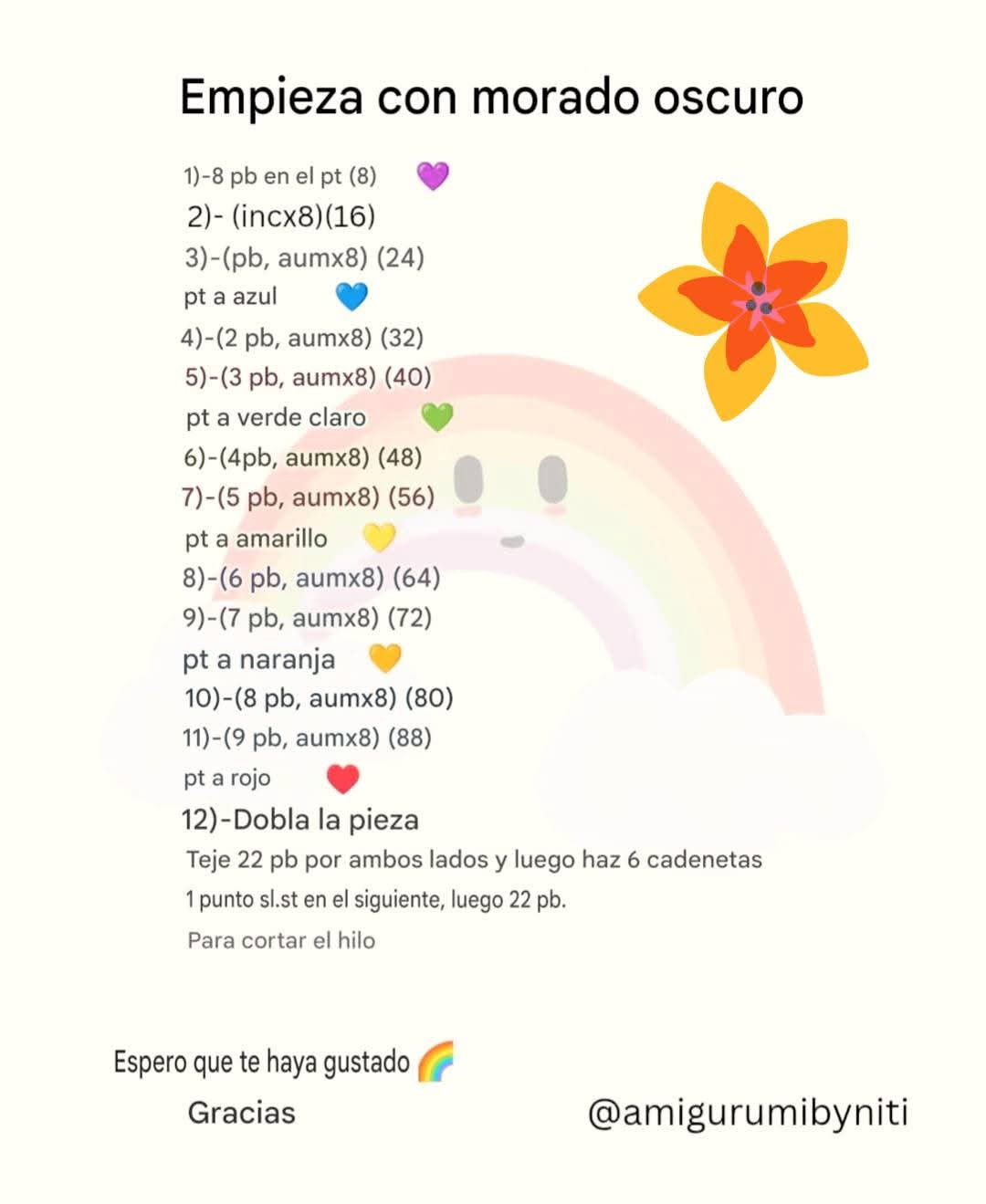 Patrón gratis llavero arcoíris crochet rápido y fácil