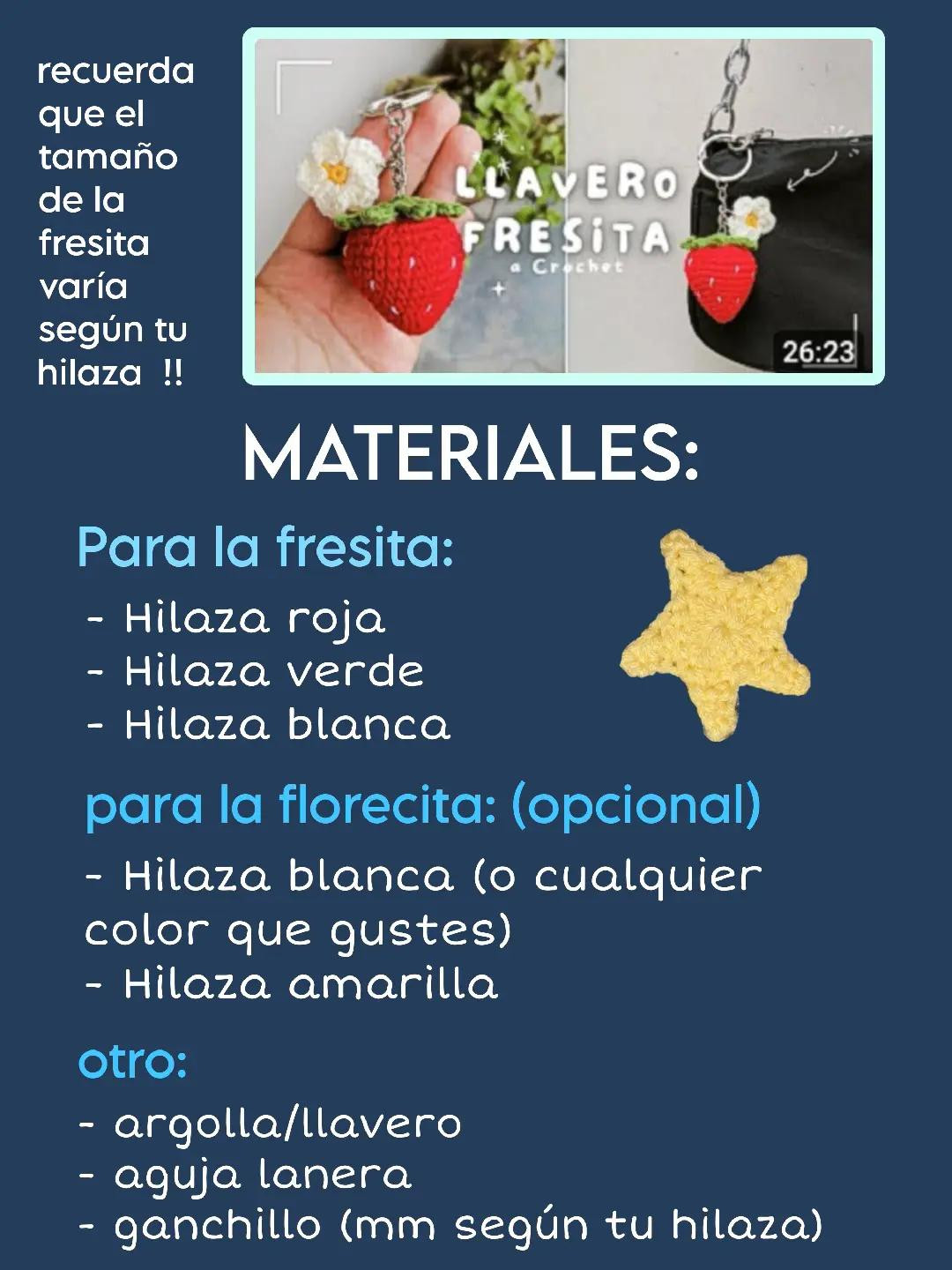Patron gratis: Llavero de fresa con florecita a crochet