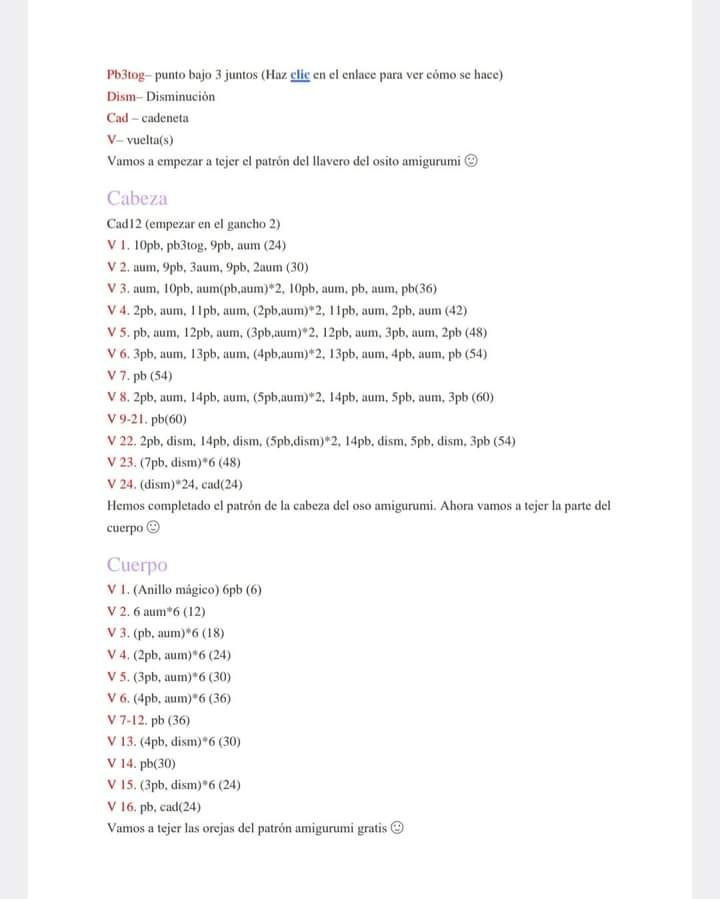 Patrón Gratis Llavero Oso Amigurumi Fácil PDF