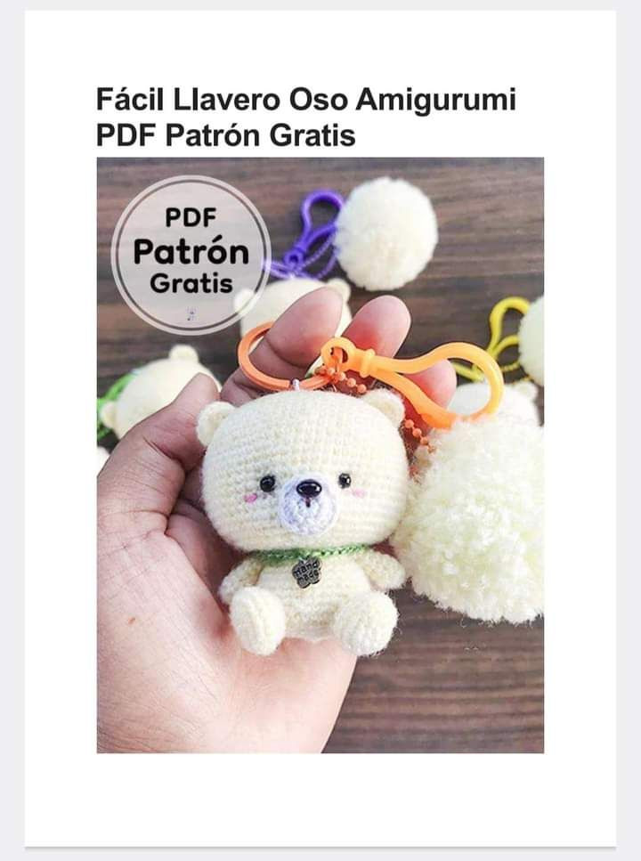 Patrón Gratis Llavero Oso Amigurumi Fácil PDF