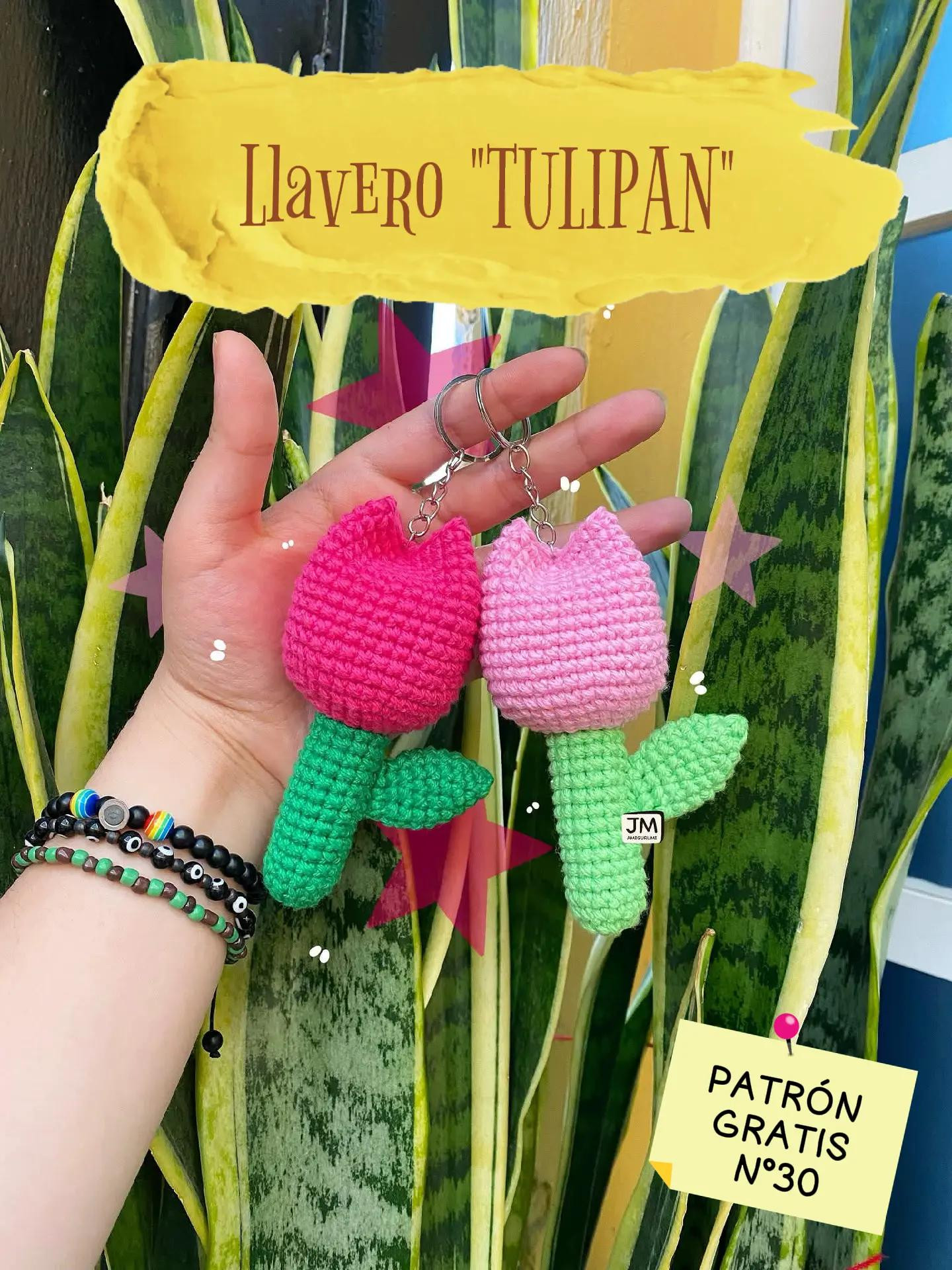 Patrón Gratis Llavero Tulipán Amigurumi - Crochet Tutorial