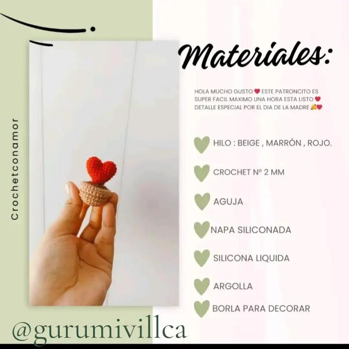 Patrón gratis maceta corazón llavero crochet
