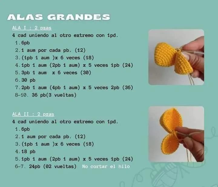 Patrón Gratis Mariposa Crochet: Cuerpo y Alas Grandes