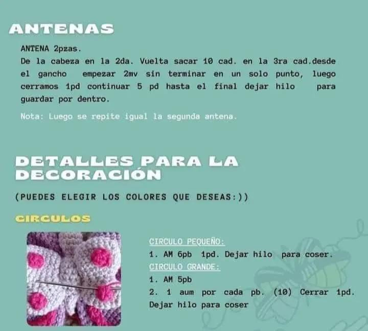 Patrón Gratis Mariposa Crochet: Cuerpo y Alas Grandes