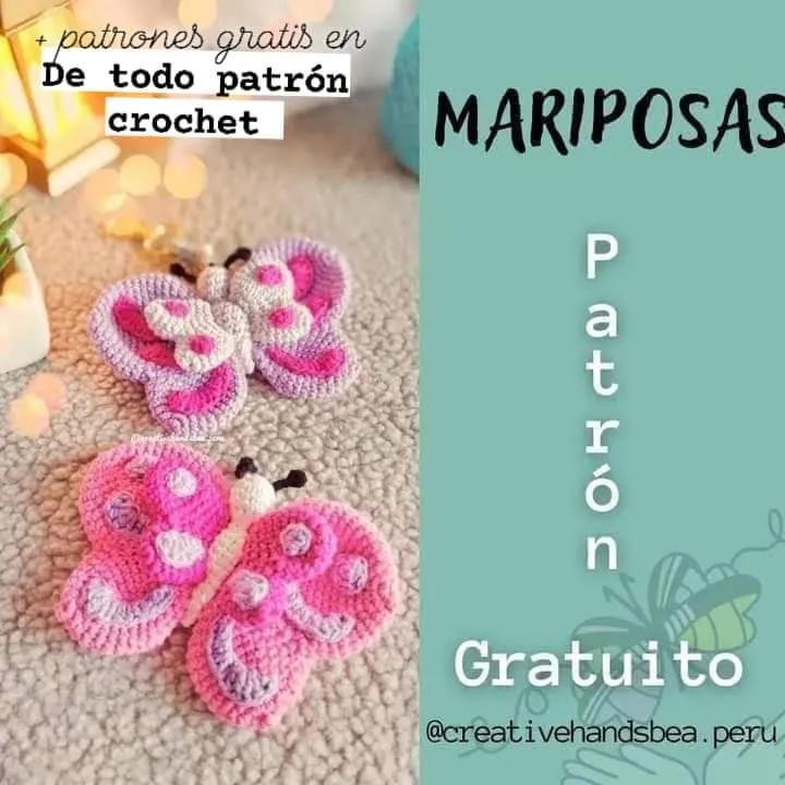 Patrón Gratis Mariposa Crochet: Cuerpo y Alas Grandes