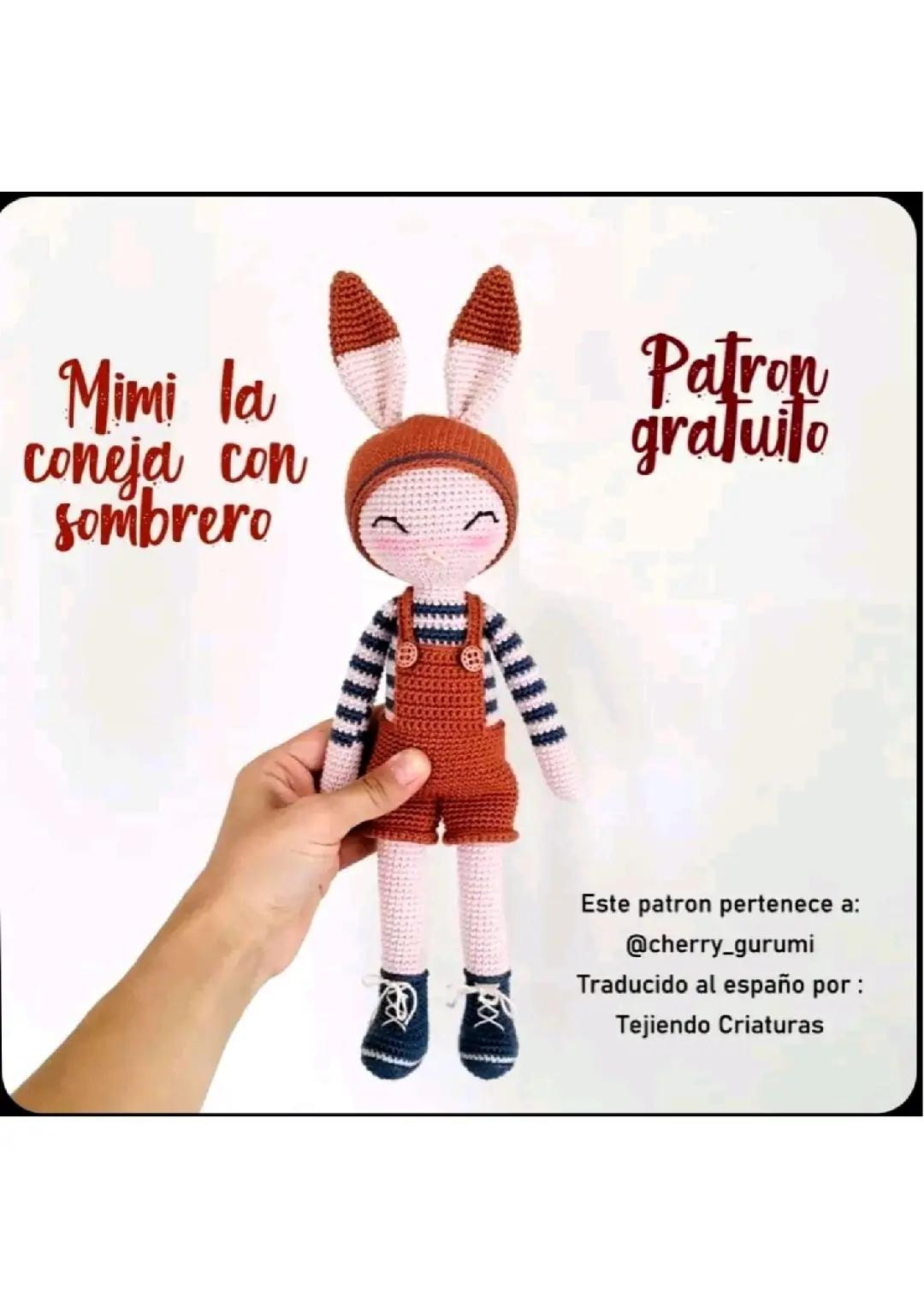 Patrón gratis Mimi la coneja con sombrero amigurumi