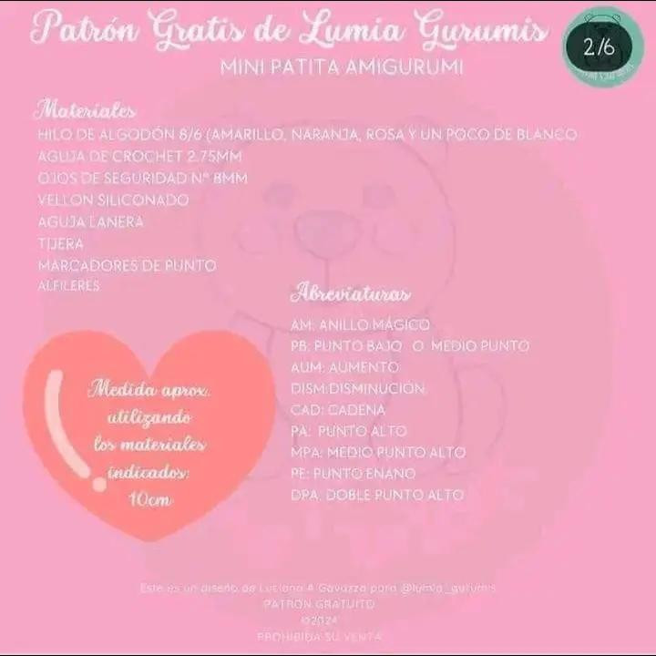 Patron Gratis Mini Patita Amigurumi - Gấu Vịt Móc Len