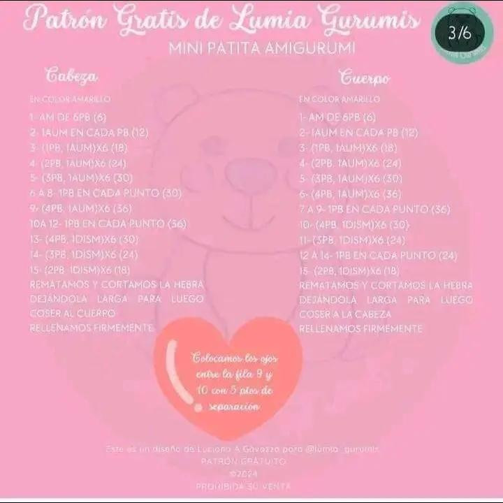 Patron Gratis Mini Patita Amigurumi - Gấu Vịt Móc Len