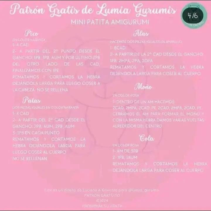 Patron Gratis Mini Patita Amigurumi - Gấu Vịt Móc Len