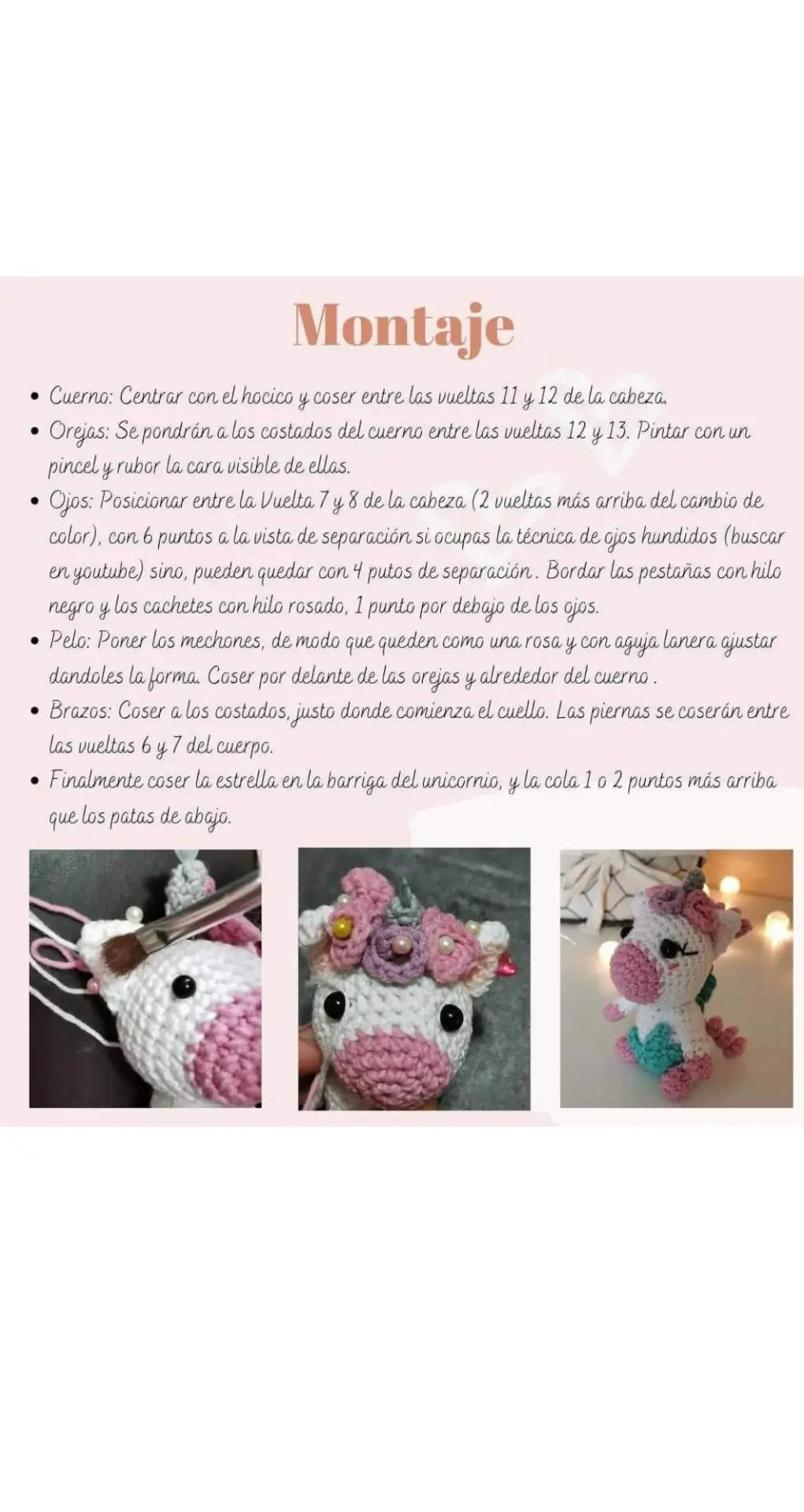 Patrón Gratis Mini Unicornio Pastel Amigurumi