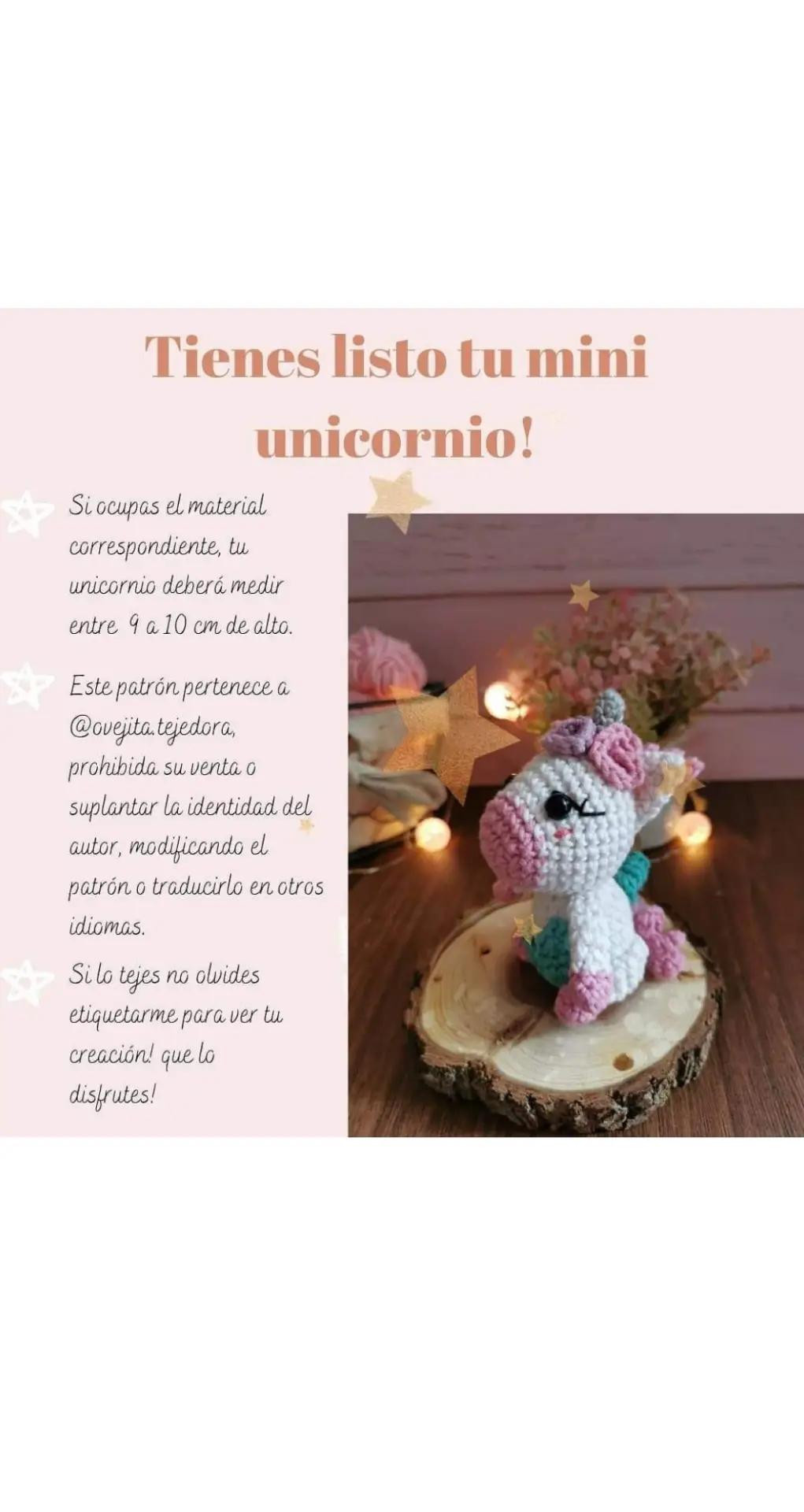 Patrón Gratis Mini Unicornio Pastel Amigurumi